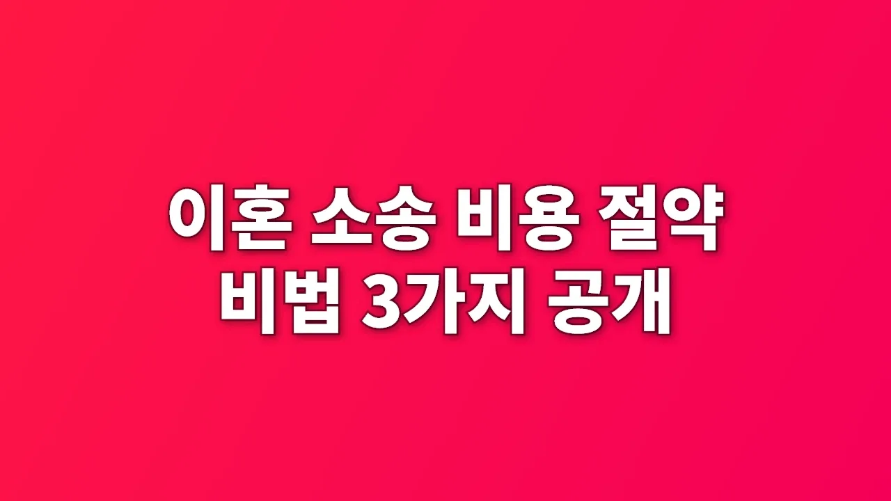 이혼 소송 비용 절약 비법 3가지 공개